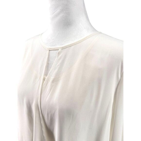 NWT 41 Hawthorn White Wrap Front Blouse With Keyhole Back Women's Size M Summer - Picture 7 of 13